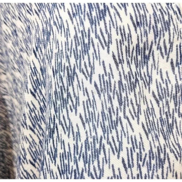 Loft Blue White Geometric Print Open Front Kimono Coverup Beach Swim O/S - Picture 3 of 4